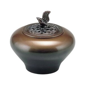 高岡銅器 銅製香炉 能作吉秀作 小鳥香炉 鍋長色 134-09