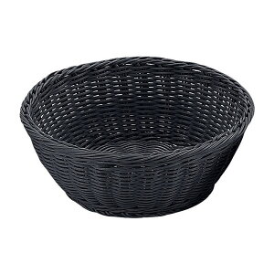 PP Rattan PPラタン 丸型バスケット 27型 ブラック RO-434-BK 01043427