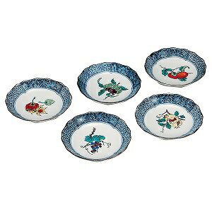 K5-34 九谷焼 4.2号皿揃 果実絵変り