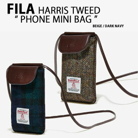 FILA フィラ HarrisTweed ハリスツイード スマホバッグ ポーチ PHONE MINI BAG FS3BCE6343X BEIGE DARK NAVY フォンバッグ ミニバッグ 肩掛け ショルダー ミニポーチ ベージュ ダークネイビー【中古】未使用品