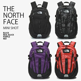 THE NORTH FACE ノースフェイス リュック MINI SHOT ミニショット バックパック デイパック ペイズリー柄 A4収納 ロゴ カジュアル ストリート 通学 通勤 ブラック パープル レッド メンズ レディース NM2DN55A/B/C/D【中古】未使用品