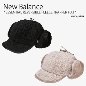 New Balance ニューバランス キャップ ESSENTIAL REVERSIBLE FLEECE TRAPPER HAT エッセンシャル リバーシブル フリース トラッパー ハット 帽子 イヤーマフ イヤーマフラー ブラック ベージュ メンズ レディース 男女兼用 男性用 女性用 NBGDDAE901【中古】未使用品