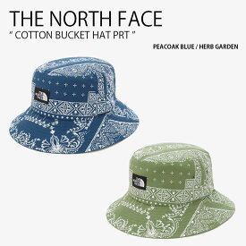 THE NORTH FACE ノースフェイス バケットハット COTTON BUCKET HAT PRT コットンハット プリント バケハ 帽子 ペイズリー柄 サファリハット ロゴ ブルー グリーン メンズ レディース NE3HN00D/E【中古】未使用品