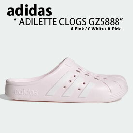 adidas アディダス サンダル スリッパ ADILETTE CLOGS GZ5888 Pink White アディレッタ クロッグ ホワイト ピンク ロゴ スライドサンダル シャワーサンダル シューズ メンズ レディース 【中古】未使用品