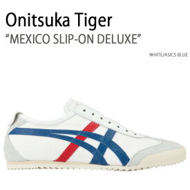 Onitsuka Tiger オニツカタイガー スニーカー MEXICO SLIP-ON DELUXE WHITE ASICS BLUE 1182A134.100 メキシコスリッポンデラックス レディース 女性用【中古】未使用品