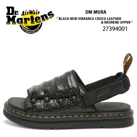 Dr.Martens ドクターマーチン サンダル レザーサンダル DM MURA BLACK NEW VIBRANCE CROCO LEATHER & NEORENE UPPER 27394001 ブラック クロコダイル ワニ柄 コンフォート サンダル ラバーソール メンズ レディース 男女共用 男性用 女性用【中古】未使用品