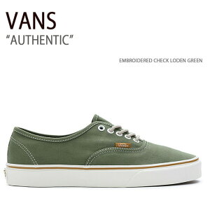 VANS バンズ スニーカー AUTHENTIC EMBROIDERED CHECK LODEN GREEN VN0009PVZBF オーセンティック エンブロイダリーチェックローデングリーン メンズ レディース 男性用 女性用