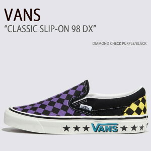 VANS バンズ スニーカー CLASSIC SLIP-ON 98 DX DIAMOND CHECK PURPLE BLACK VN0A7Q58PCA クラシックスリッポン98DX パープル ホワイト メンズ レディース 男性用 女性用