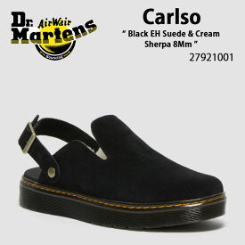 Dr.Martens ドクターマーチン サンダル ミュール スウェード ストラップサンダル Carlson Black EH Suede & Cream Sherpa 8Mm 27921001 カールソン ブラック サイズ調整 メンズ レディース 男性用 女性用【中古】未使用品