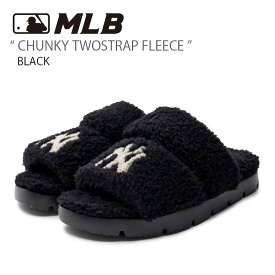 MLB エムエルビー ミュール MLB CHUNKY TWOSTRAP FLEECE BLACK チャンキー ツーストラップ フリース ボア シューズ スリッパ ニューヨークヤンキース ブラック メンズ レディース 男女兼用 男性用 女性用 3ALPWSL36-50BKS【中古】未使用品