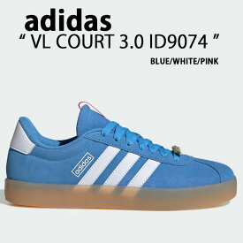 adidas アディダス スニーカー VL COURT 3.0 ID9074 コート BLUE WHITE PINK シューズ スエード スウェード スケートシューズ ブルー ホワイト ピンク メンズ レディース【中古】未使用品