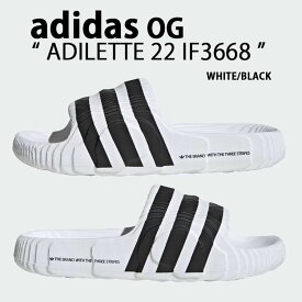 adidas originals アディダス サンダル ADILETTE 22 SLIDE SANDAL WHITE BLACK ストライプ IF3668 アディレッタ スライドサンダル シャワーサンダル 一体型 ホワイト ブラック シューズ ポリゴン メンズ レディース【中古】未使用品