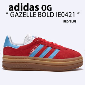 adidas originals アディダス レディース スニーカー 厚底 GAZELLE BOLD IE0421 ガゼル ボールド スエード RED BLUE シューズ 厚底シューズ レッド ブルー ガムソール【中古】未使用品