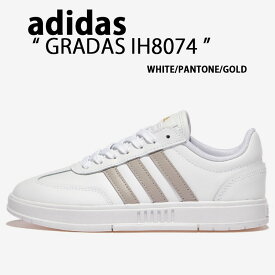 adidas アディダス スニーカー GRADAS IH8074 WHITE PANTONE GOLD グラダス 3ストライプ シューズ レザーアッパー レザー 本革 ホワイト パントーン ゴールド クラシック メンズ レディース【中古】未使用品