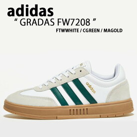 adidas アディダス スニーカー GRADAS FW7208 WHITE GREEN グラダス レザー 本革 シューズ ホワイト グリーン 3ストライプ ヴィンテージ メンズ レディース 男性用 女性用【中古】未使用品
