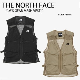 THE NORTH FACE ノースフェイス ベスト ジレ M'S GEAR MESH VEST メッシュベスト アウトドア ロゴ ブラック ベージュ メンズ レディース 男性用 女性用 NV3BN01A NV3BN01B【中古】未使用品