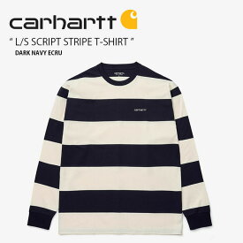 CARHARTT カーハート ロンT L/S SCRIPT STRIPE T-SHIRT ロングスリーブ スクリプト ストライプ ティーシャツ 長袖 カットソー クルーネック ロンティー ネイビー ベージュ ロゴ ストリート カジュアル メンズ レディース 男性用 女性用 男女共用 CA22FWTSLS【中古】未使用品