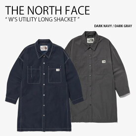 THE NORTH FACE ノースフェイス レディース ジャケット W'S UTILITY LONG SHACKET ウィメンズ ユーティリティ ロング シャケット シャツジャケット ルーズフィット ロゴ ネイビー グレー NJ3BN81J/K【中古】未使用品