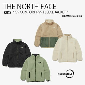 THE NORTH FACE ノースフェイス キッズ フリースジャケット K'S COMFORT RVS FLEECE JACKET コンフォート リバーシブル フリース ジャケット ボア ベージュ カーキ ロゴ ストリート カジュアル アウトドア NJ4FN58S/T【中古】未使用品