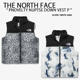 THE NORTH FACE ノースフェイス ダウンベスト NOVELTY NUPTSE DOWN VEST P ダウン ベスト ヌプシダウン SILVER WHITE SAND レオパード ヒョウ柄 地球プリント メンズ レディース NV1DN51J/K【中古】未使用品