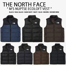 THE NORTH FACE ノースフェイス ダウンスタイル ベスト M'S NUPTSE ECOLOFT VEST パディングベスト BLACK NAVY BROWN ロゴ ダウンライク カジュアル ストリート ブラック ネイビー ブラウン メンズ レディース 男性用 女性用 NV3NN60A/B/C/D/E/F/G【中古】未使用品