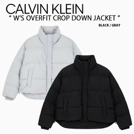 Calvin Klein カルバンクライン レディース ダウンジャケット W'S OVERFIT CROP SHORT DOWN JACKET クロップ丈 ショートダウン レディースダウン BLACK GRAY ブラック グレー J220899【中古】未使用品