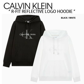 Calvin Klein カルバンクライン パーカー REGULAR FIT REFLECTIVE LOGO HOODIE CK リフレクティブ レギュラーフィット フーディー ロゴ BLACK WHITE ブラック ホワイト メンズ レディース J322753【中古】未使用品