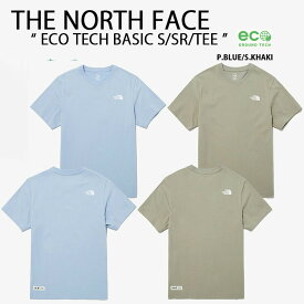 THE NORTH FACE ノースフェイス Tシャツ ECO TECH BASIC S/SR/TEE ベーシック シンプル BLUE KHAKI 半袖 エコ レギュラーフィット ブルー カーキ メンズ レディース NT7UP20A/C【中古】未使用品