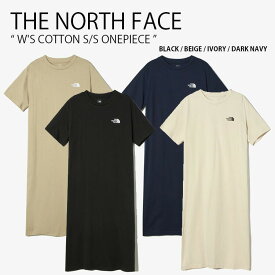 THE NORTH FACE ノースフェイス レディース ワンピース W'S COTTON S/S ONEPIECE コットン ショートスリーブ ワンピース 半袖 ひざ下丈 クルーネック ロゴ カジュアル ストリート ブラック ベージュ アイボリー ネイビー 女性用 NT7ZP40A/B/C/D【中古】未使用品