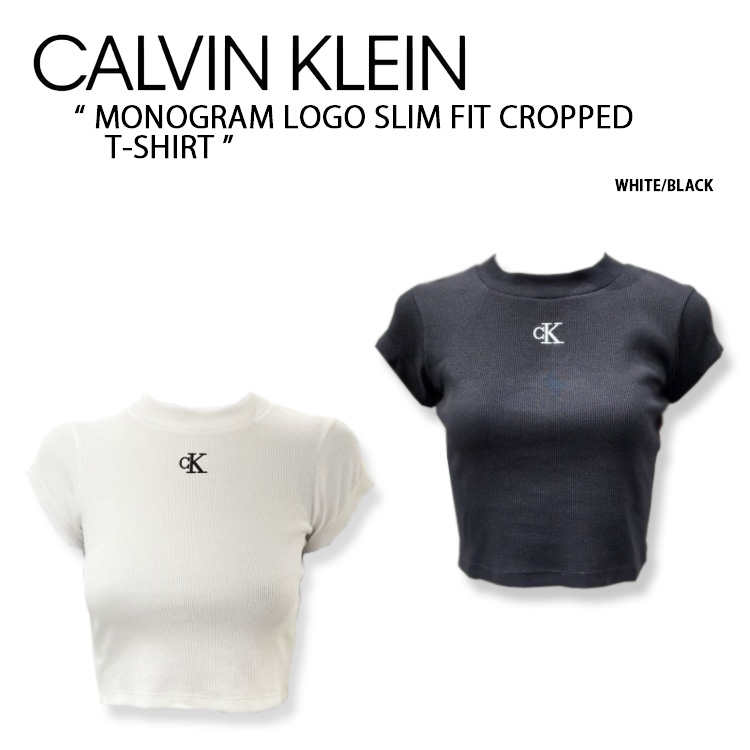 Calvin Klein カルバンクライン Tシャツ MONOGRAM LOGO SLIM FIT CROPPED T-SHIRT CK  モノグラムロゴスリムフィットクロップドTシャツ レディース ZW02132 YAF/BEH【中古】未使用品 | larmoire -Interior  and