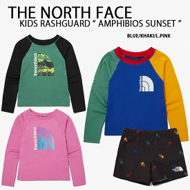 THE NORTH FACE ノースフェイス キッズ ラッシュガード KID AMPHIBIOUS SUN SET セットアップ 水着 ショートパンツ UVカット 吸水速乾 BLUE KHAKI PINK 水遊び マリンスポーツ サーフィン キッズ用 ジュニア用 NT7TP31S/T/U【中古】未使用品