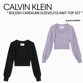 Calvin Klein カルバンクライン カーディガン BOLERO CARDIGAN SLEEVELESS KNIT TOP SET BLACK LAVENDER CK ボレロカーディガンスリーブレスニットトップセット ブラック ラベンダー レディース J221665 BEH/PC1【中古】未使用品