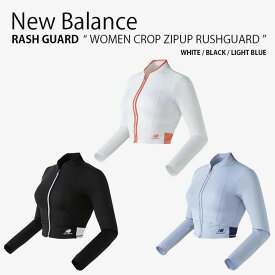 New Balance ニューバランス レディース ラッシュガード WOMEN CROP ZIPUP RUSHGUARD ウィメンズ クロップ ジップアップ ラッシュガード 長袖 水着 スイムウェア Tシャツ ティーシャツ ロゴ ホワイト ブラック ブルー 女性用 NBMDD3W612【中古】未使用品