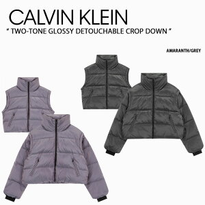 Calvin Klein JoNC fB[X _EWPbg W'S TWO-TONE GLOSSY DETOUCHABLE CROP DOWN AMARANTH GREY c[g[ObV[fB^b`uNbv_E A}X O[ fB[X_