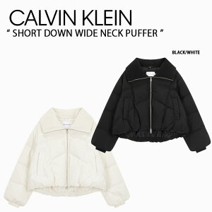 Calvin Klein JoNC fB[X _EWPbg W'S SHORT DOWN WIDE NECK PUFFER BLACK WHITE V[g_EChlbNpt@[ ubN zCg fB[X_E J223413BEH/YBI
