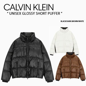 Calvin Klein JoNC _EWPbg UNISEX GLOSSY SHORT PUFFER CK _E WPbg S BLACK DARK BROWN WHITE jZbNObV[V[gpt@[ ubN uE zCgY 