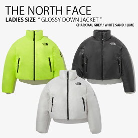 THE NORTH FACE ノースフェイス レディース ダウンジャケット GLOSSY DOWN JACKET ウィメンズ グロッシー ダウン ジャケット ハイネック クロップ丈 ロゴ カジュアル ストリート WHITELABEL グレー ベージュ ライム 女性用 NJ1DP61J/K/L【中古】未使用品