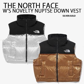 THE NORTH FACE ノースフェイス レディース ダウンベスト W'S NOVELTY NUPTSE DOWN VEST SE ベスト ヌプシ GOLD SILVER クロップ丈 ショート丈 バルーンシルエット ゴールド シルバー NV1DP82K/J【中古】未使用品