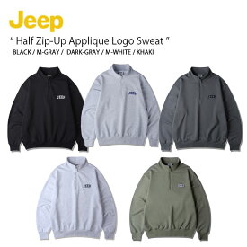 Jeep ジープ スウェット Half Zip-Up Applique Logo Sweat ハーフジップ アップリケ ロゴ ジップアップ トレーナー MTM ジャージ ブラック メランジュグレー ダークグレー メランジュホワイト カーキ メンズ レディース 男女共用 男性用 女性用 JP5TSU836【中古】未使用品