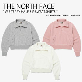 THE NORTH FACE ノースフェイス レディース スウェット W'S TERRY HALF ZIP SWEATSHIRTS テリー ハーフジップ スウェットシャツ トレーナー 長袖 プルオーバー ロゴ カジュアル ストリート WHITELABEL グレー アイボリー ピンク 女性用 NM5MQ30J/K/L【中古】未使用品