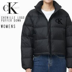 Calvin Klein JoNC fB[X _EWPbg W'S CHENILLE LOGO PUFFER DOWN V[g_E BLACK CK V[g VFj[S pt@[_E fB[X_E ubN 47D503G UB1