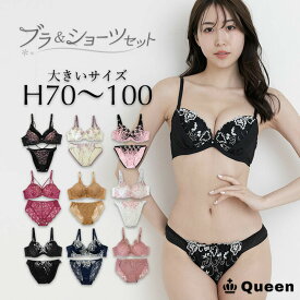 大きいサイズ ブラジャー ショーツセット レディース 下着 H70 H75 H80 H85 H90 H95 モールドカップ 大きめアンダー ランジェリー