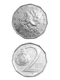 コイン チェコスロバキア 2コルナ 21mm