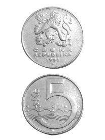コイン チェコスロバキア 5コルナ 23mm
