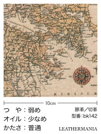 【ハガキサイズ】ピッグスエード 古地図柄 ナチュラル