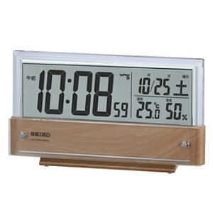 セイコー【SEIKO】デジタル電波クロック 木目柄 SQ782B★【温度湿度日付曜日表示】