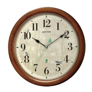 リズム【RHYTHM】日本野鳥の会 四季の野鳥 報時掛時計408 8MN408SR06★【電波時計】