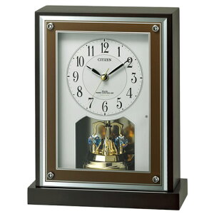【電波自動受信機能有】8RY413-006 リズム CITIZEN 置き時計 茶色半艶仕上(白) 【アルカリ単3乾電池x3本別売】
