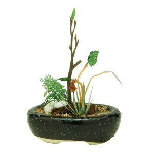 【盆栽ミニチュア模型】H-4545782017748 プラッツ 1/12 THE BONSAI 小判鉢寄せ植え(黒) 完成品 BONN03【陶器(鉢)】