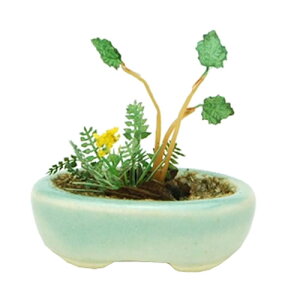 【盆栽ミニチュア模型】H-4545782017755 プラッツ 1/12 THE BONSAI 小判鉢寄せ植え(水色) 完成品 BONN04【陶器(鉢)】